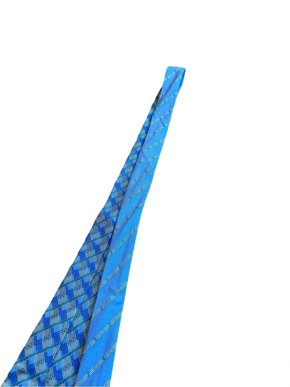 Versace 100% Silk Blue Geometric Print Neck Tie Luxury Designer Work Office
